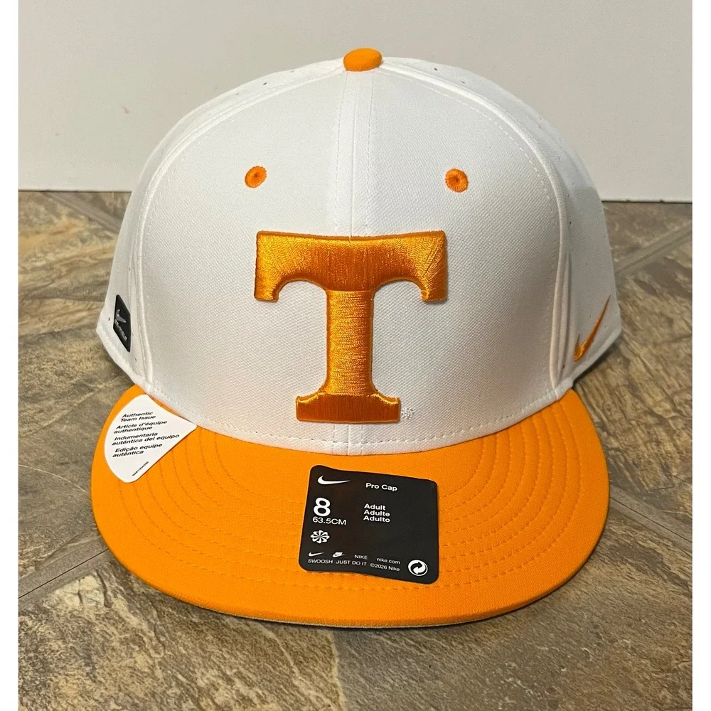 Nike Tennessee Volunteers Pro Cap Men Size 8 White Orange New On-Field Hat